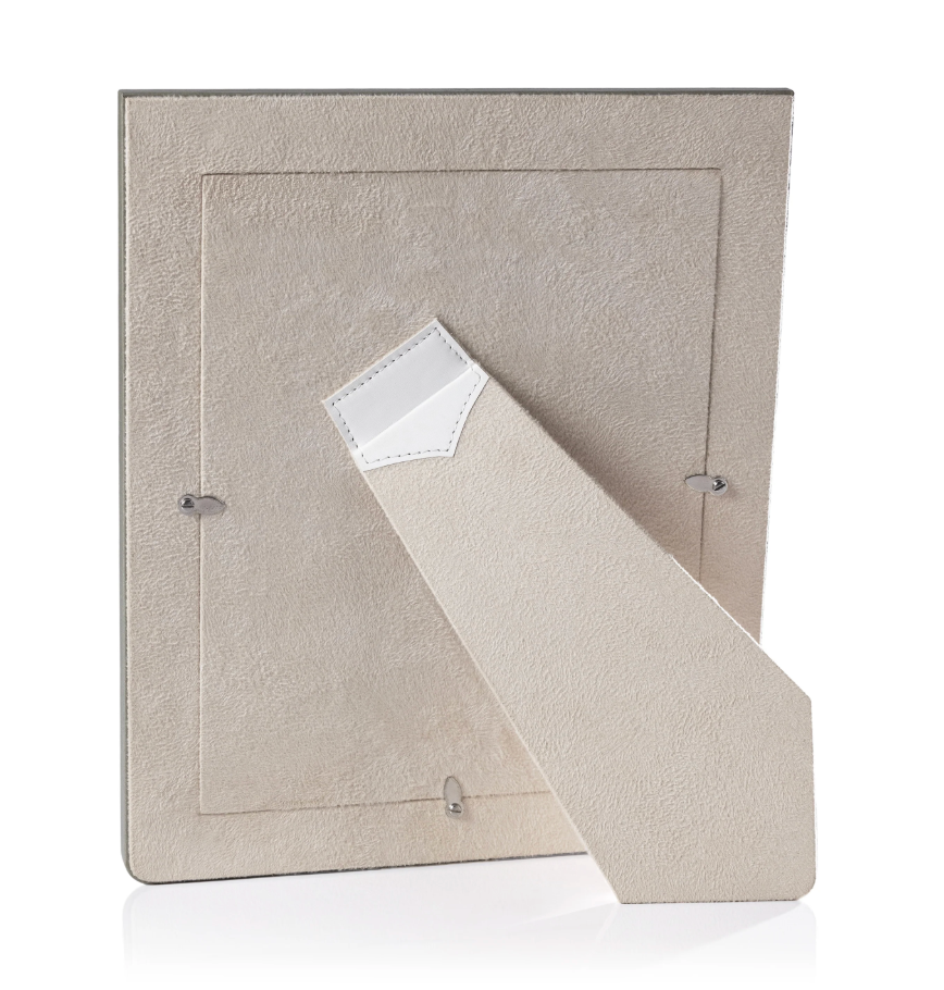 Nappa Leather Photo Frame White + Gray 8" x 10"