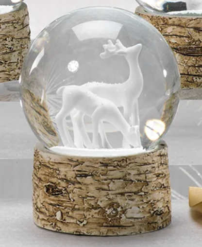 Snow Globe on Birch with Reindeer