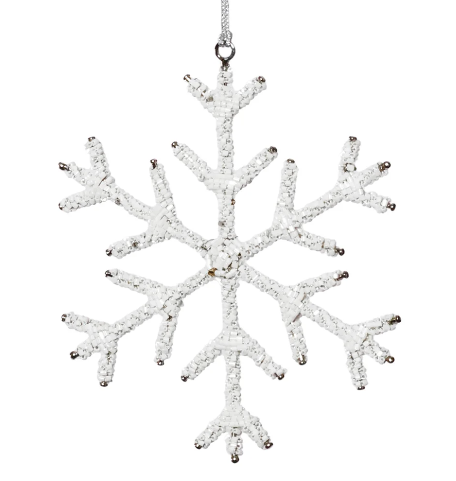6in Beaded Snowflake Ornament