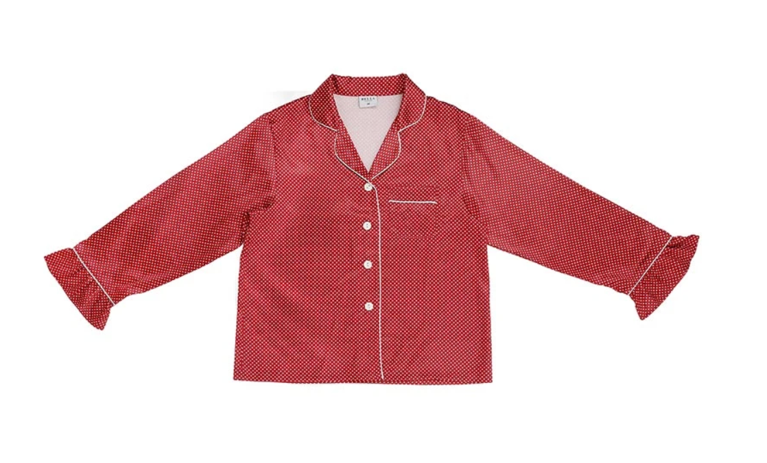 Ruffled PJ Set Red and Pink Dots