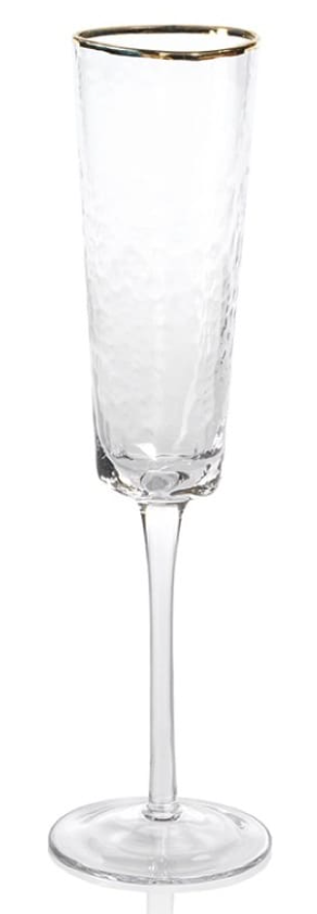Aperitivo Triangular Champagne Flute, Gold Rim