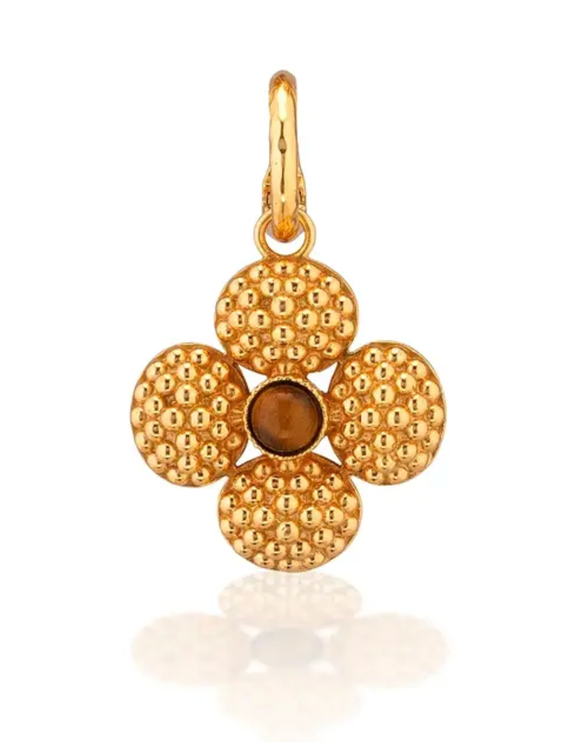 Berry Clover Dbl Sided Pendant Tiger's Eye ZYP01-210