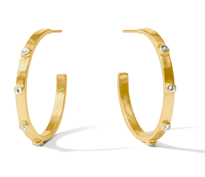 Crescent Stone Hoop - Medium