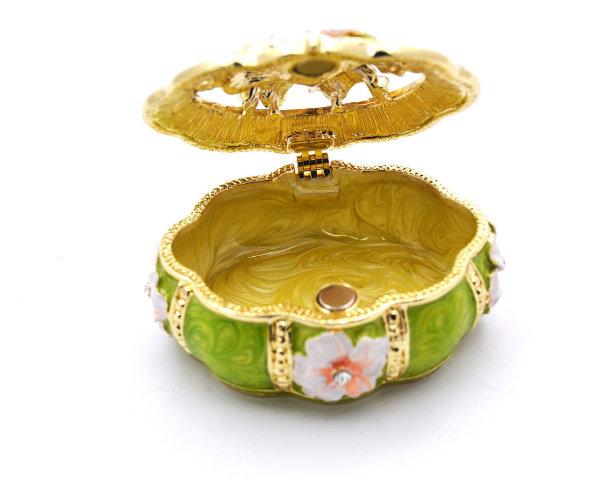 Oval Shape Floral Trinket Box