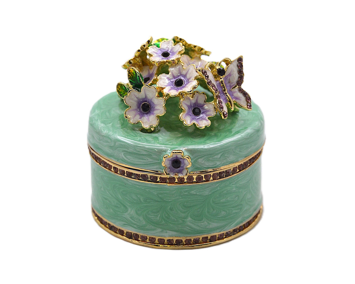 Round Shape Floral Trinket Box