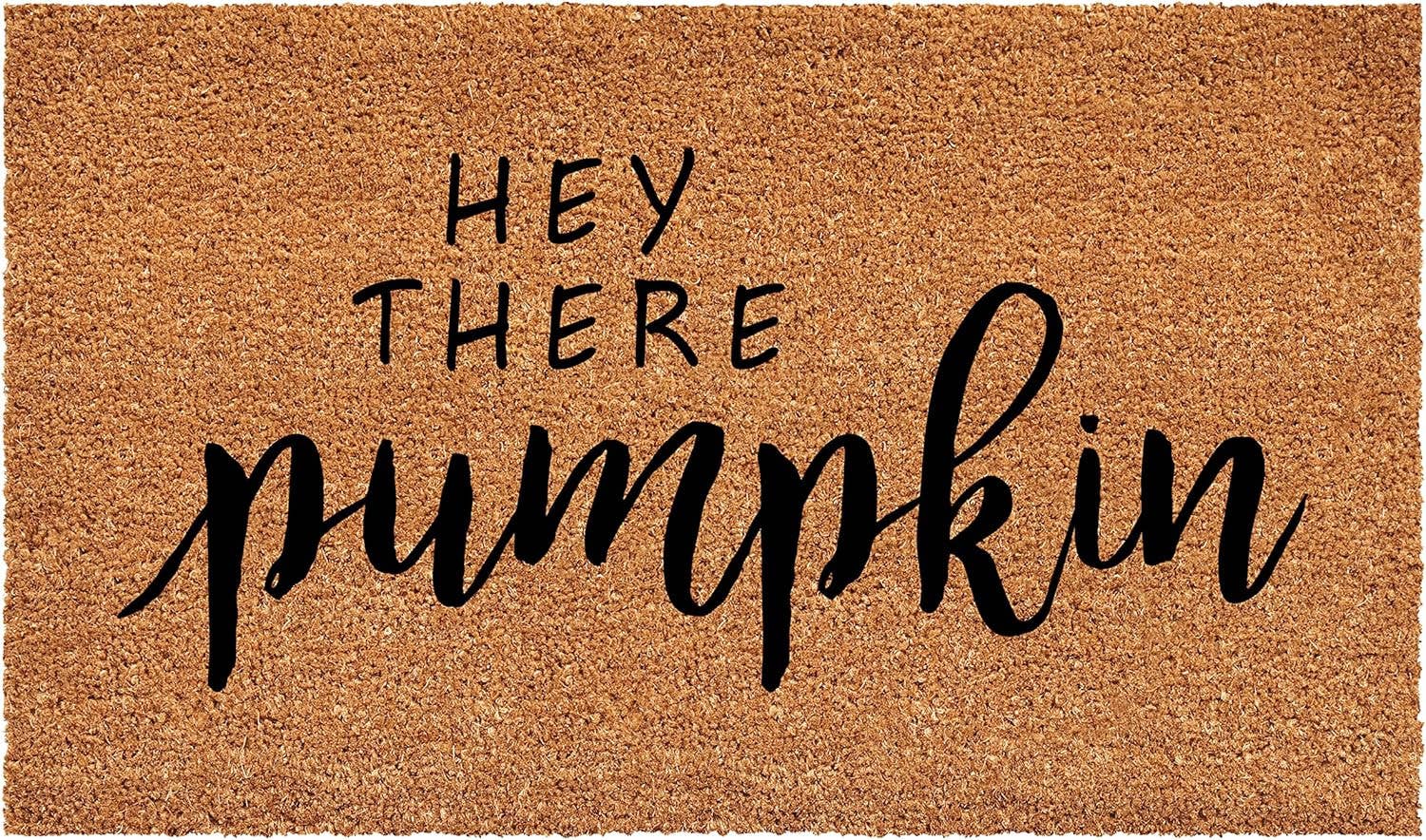 Brown And Natural Fall Hey There Outdoor Door Mat