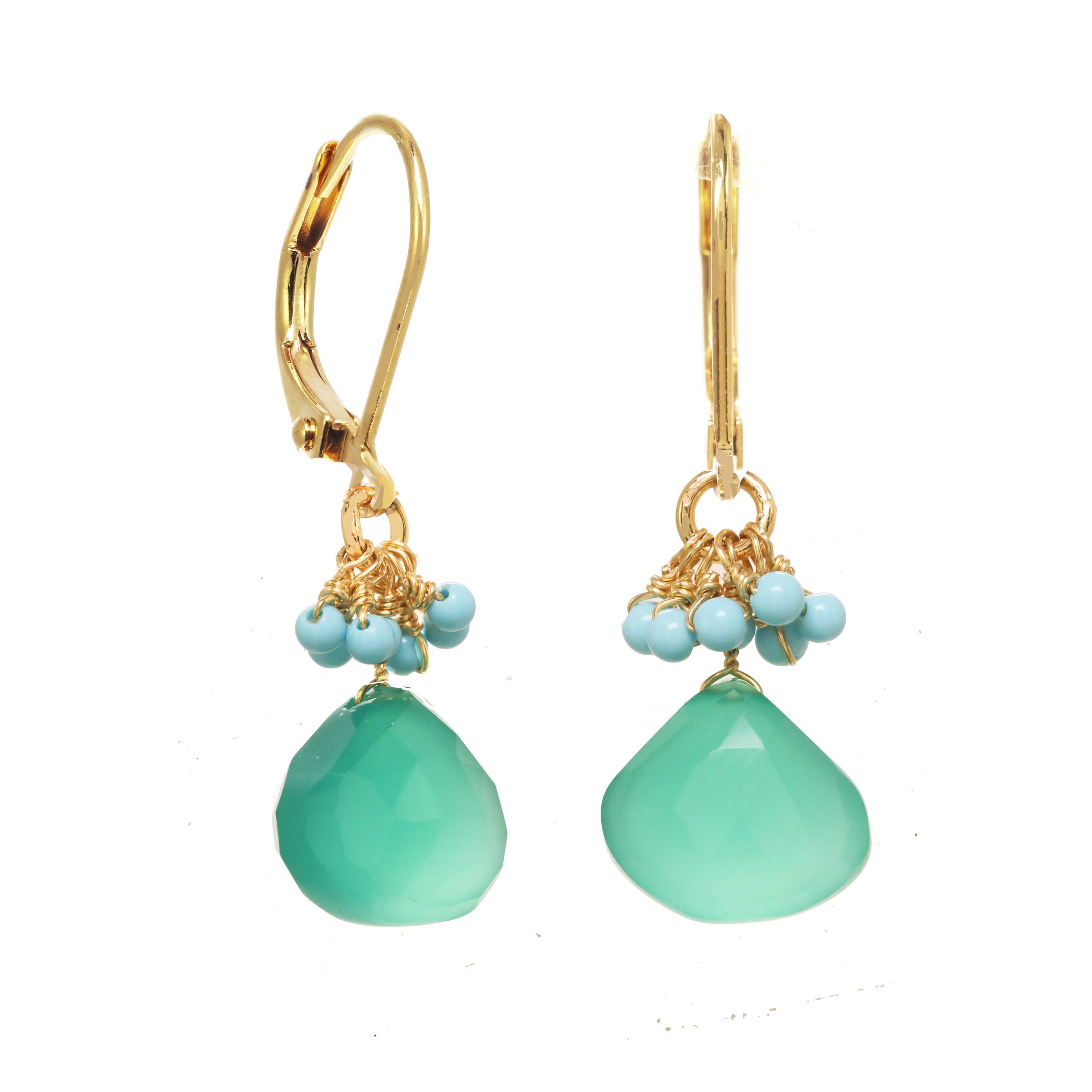 rle501 Turquoise & Green Onyx Cluster Earring