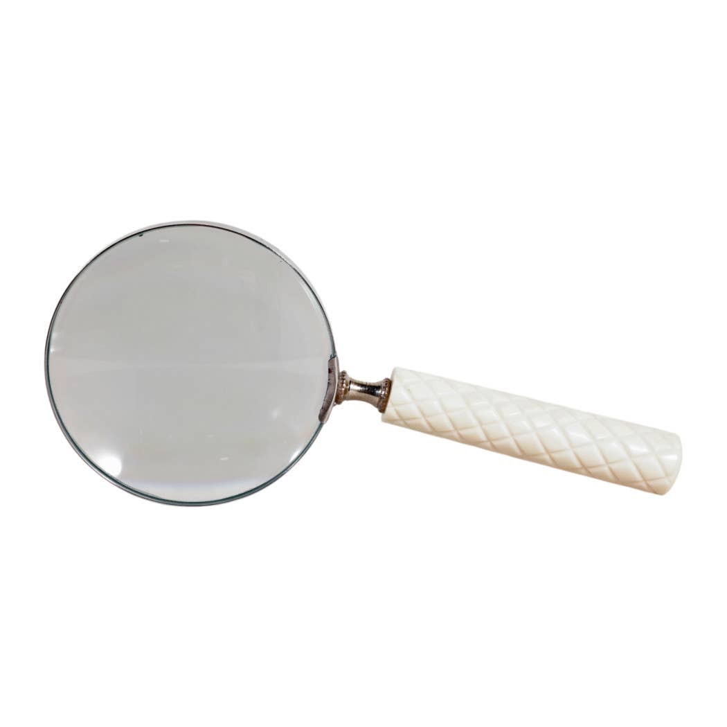 White Resin Diamond Carved Magnifying Glass