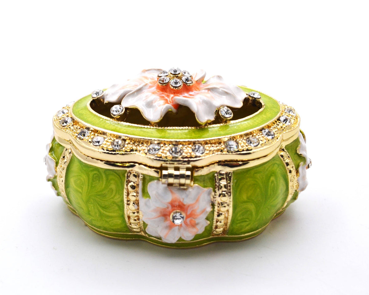 Oval Shape Floral Trinket Box
