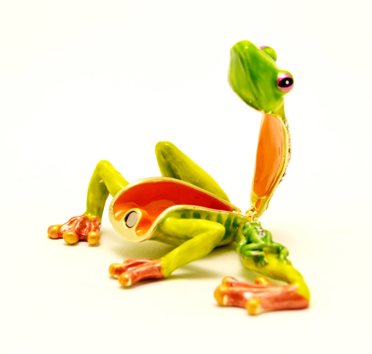 Leaping Frog with Baby Trinket Box