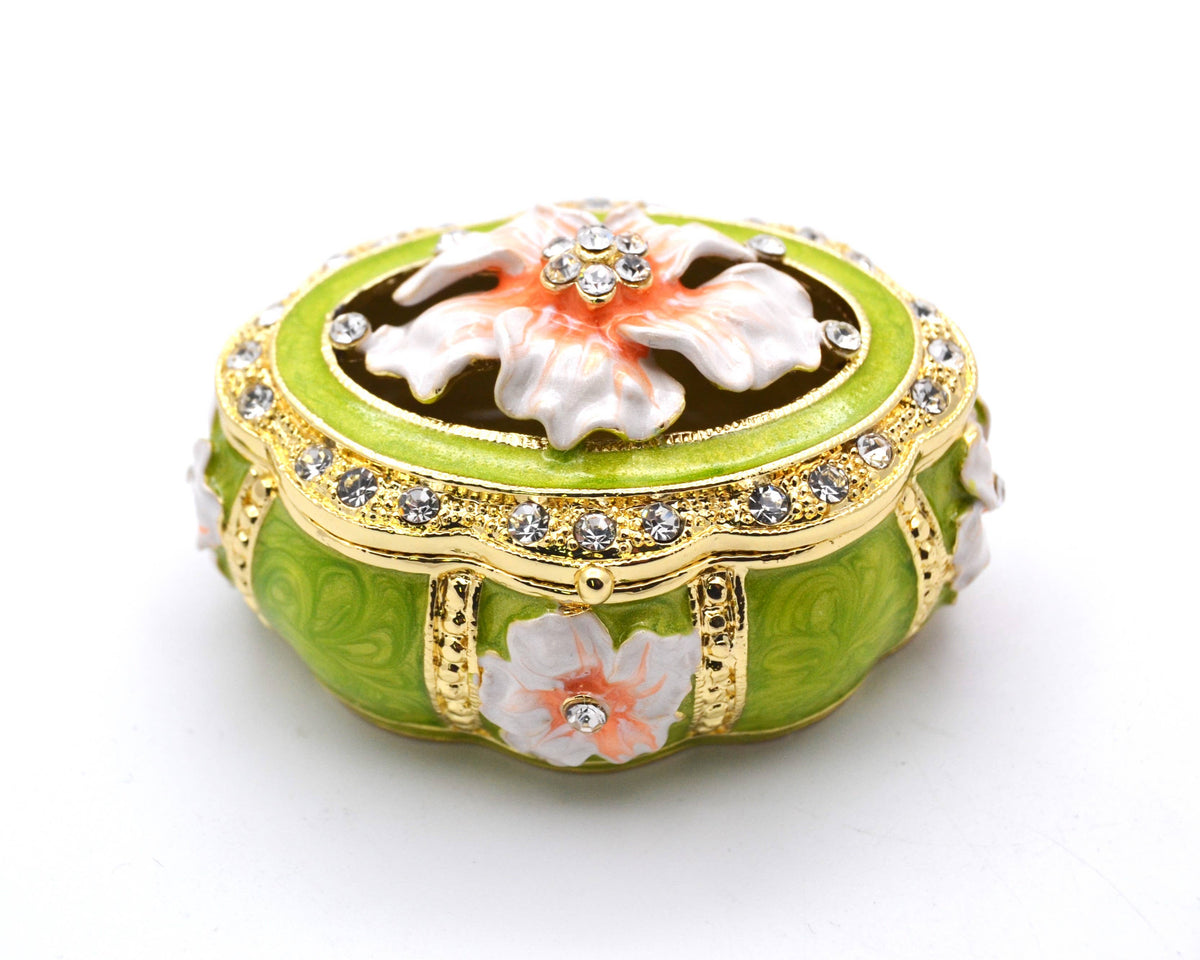 Oval Shape Floral Trinket Box