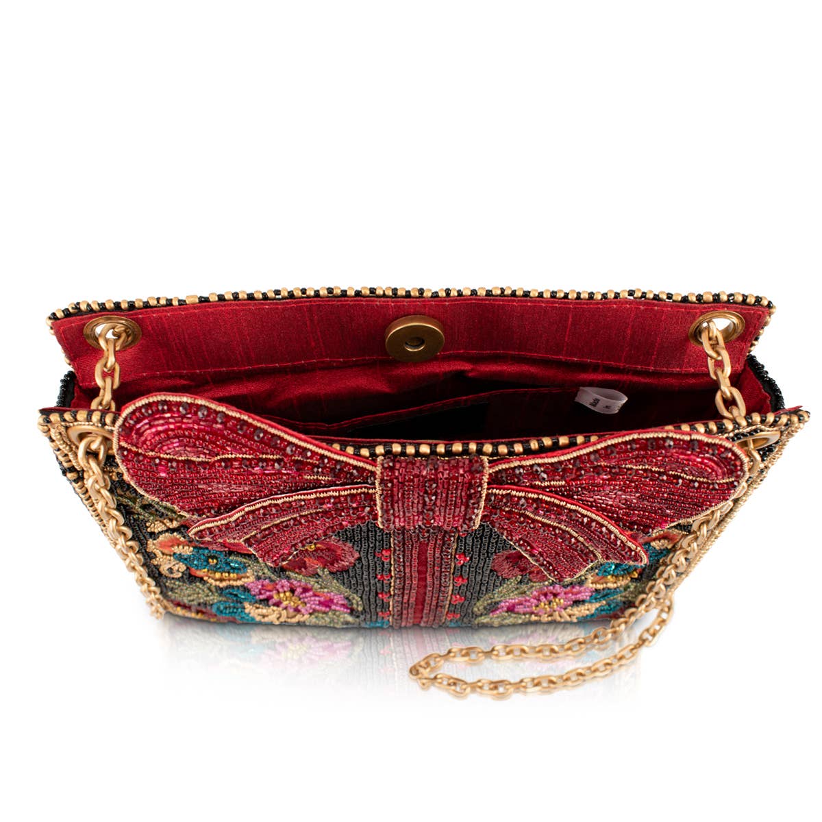 Gifted Floral Bow Beaded and Embroidered Crossbody Handbag