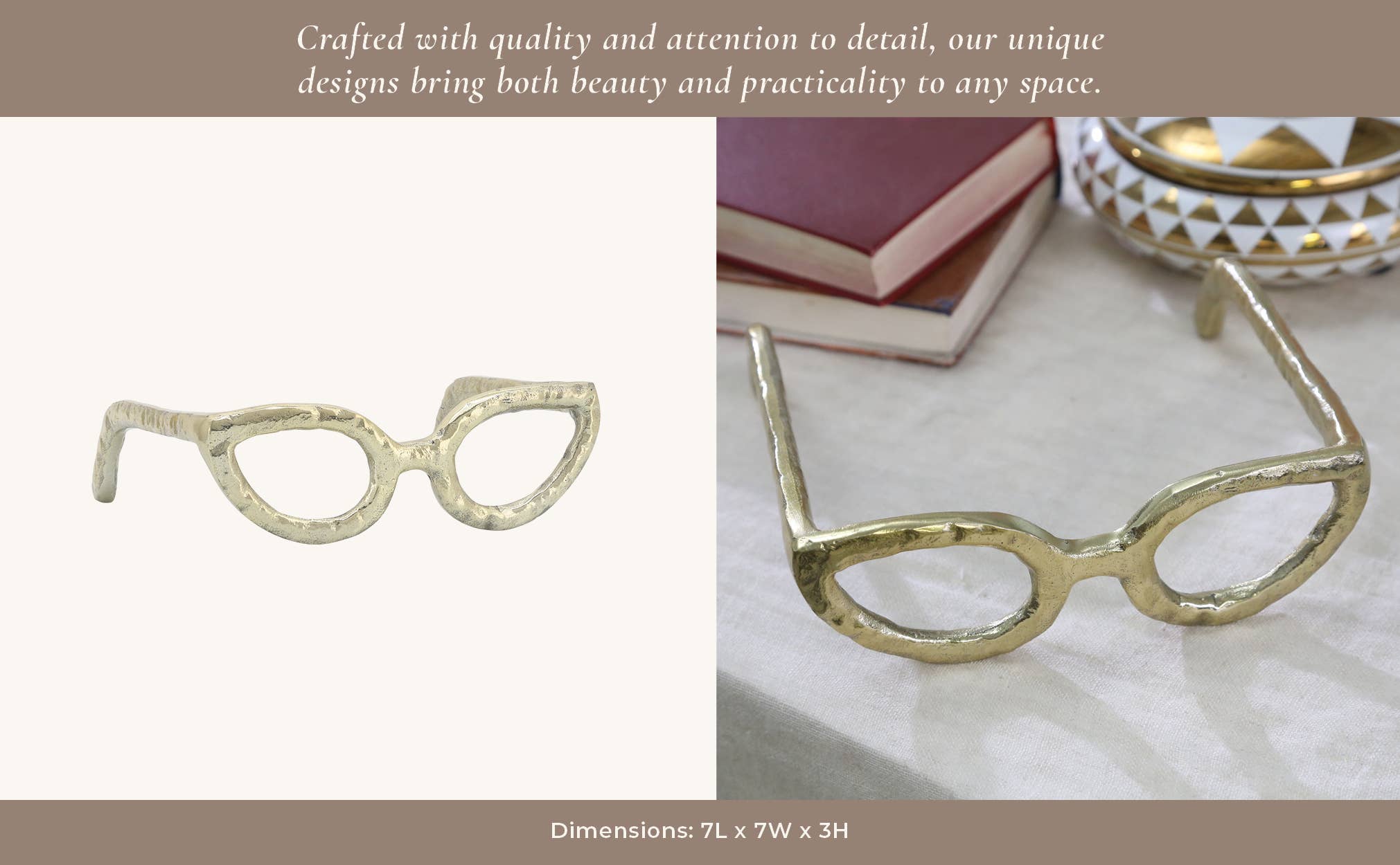 Gold Metal Cat Eye Glasses Sculpture