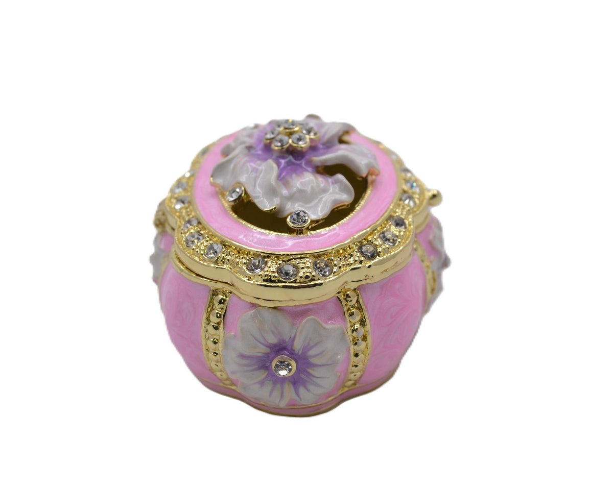 Oval Shape Floral Trinket Box