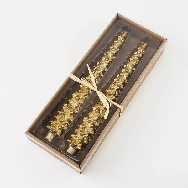 11" Gold Leaf Tree Candles