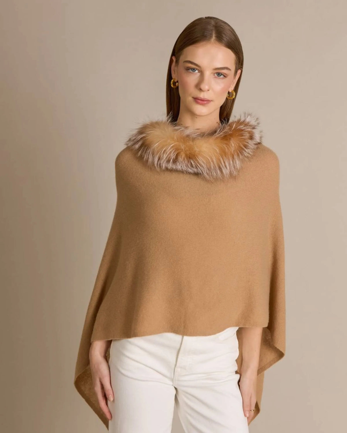 100% Cashmere and Fox Ponch0